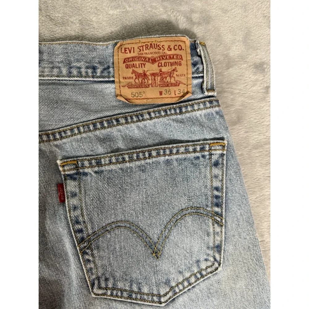 Levis 505 Jeans Mens 36x34 Blue Denim Regular Fit Straight Leg